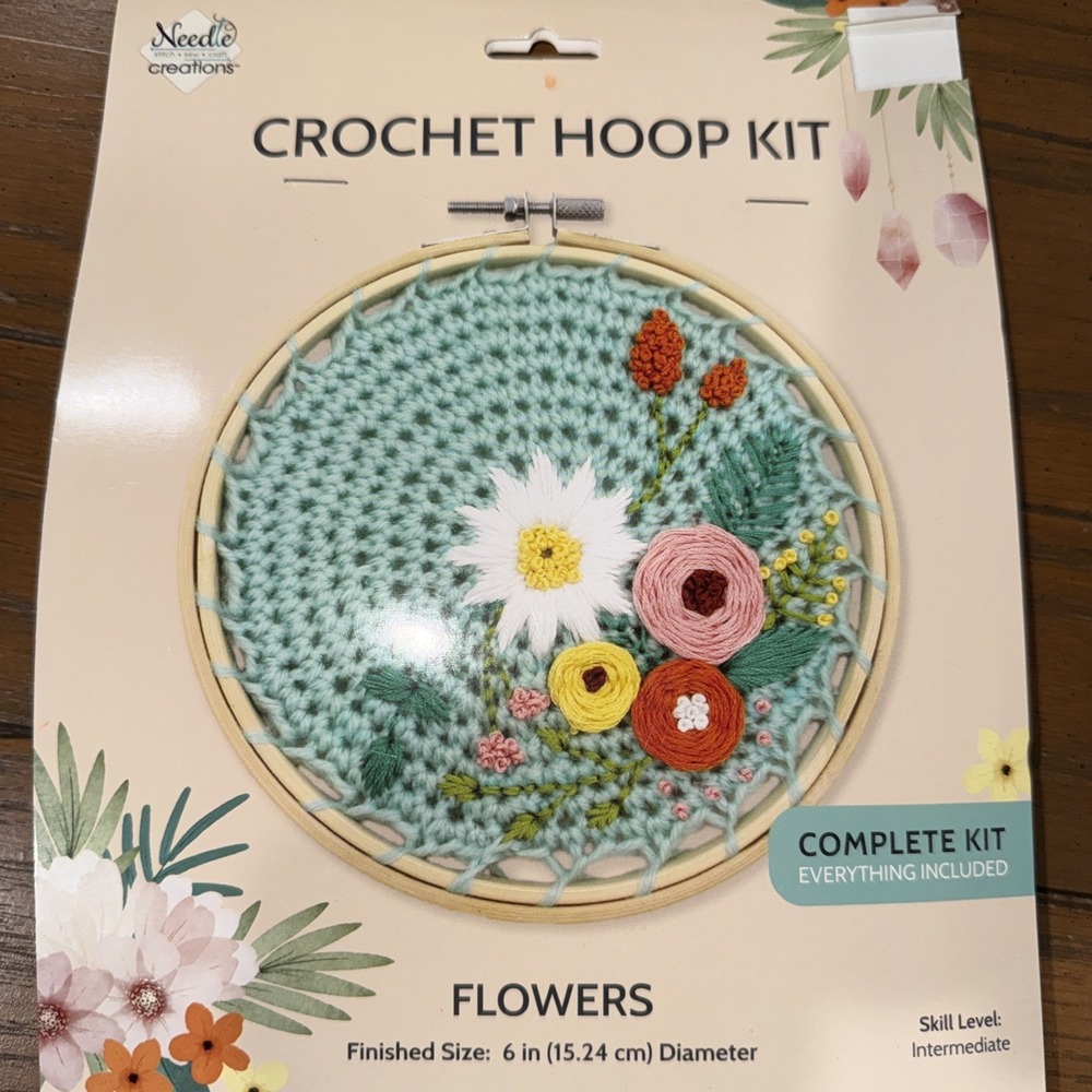 Needle Creations‎ Crochet Hoop Kit "Flowers" 6"